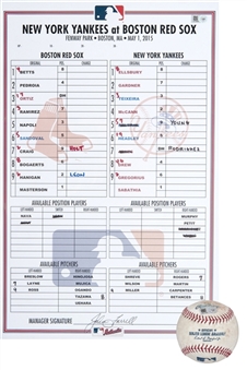 2015 Alex Rodriguez Game Used Baseball and Red Sox Dugout Score Card from Home Run 660 Game on 5/1/2015 (MLB Authenticated)